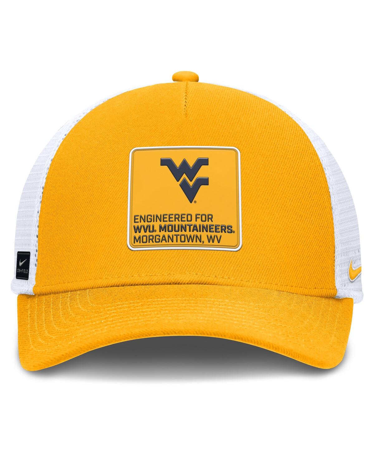 Nike Men's Gold/white West Virginia Mountaineers 2025 On-field Rise Engineered Trucker Adjustable Hat In Multi