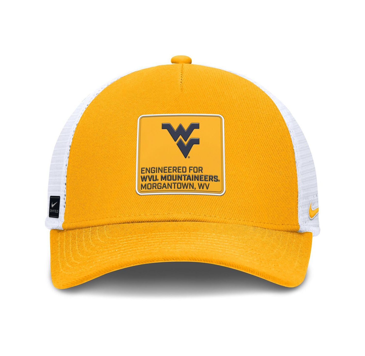 Men's Gold/White West Virginia Mountaineers 2025 On-Field Rise Engineered Trucker Adjustable Hat