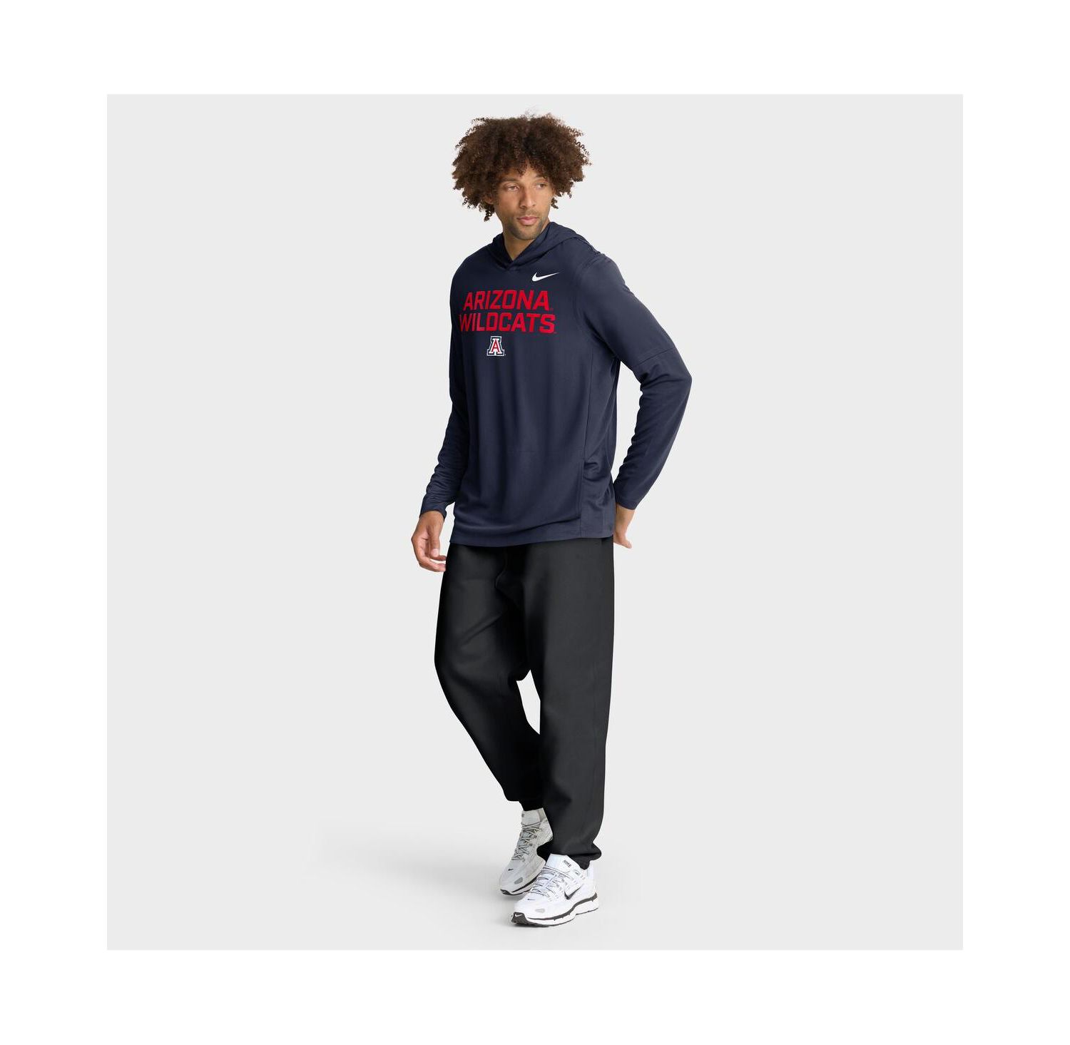 Men's Navy Arizona Wildcats 2025 Sideline Performance Long Sleeve Hoodie T-Shirt