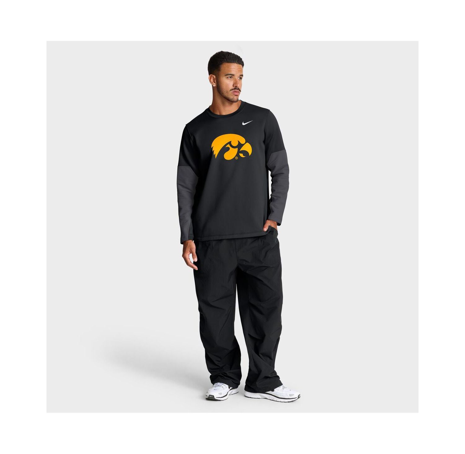 Men's Black Iowa Hawkeyes 2025 Sideline Coach Performance Long Sleeve T-Shirt