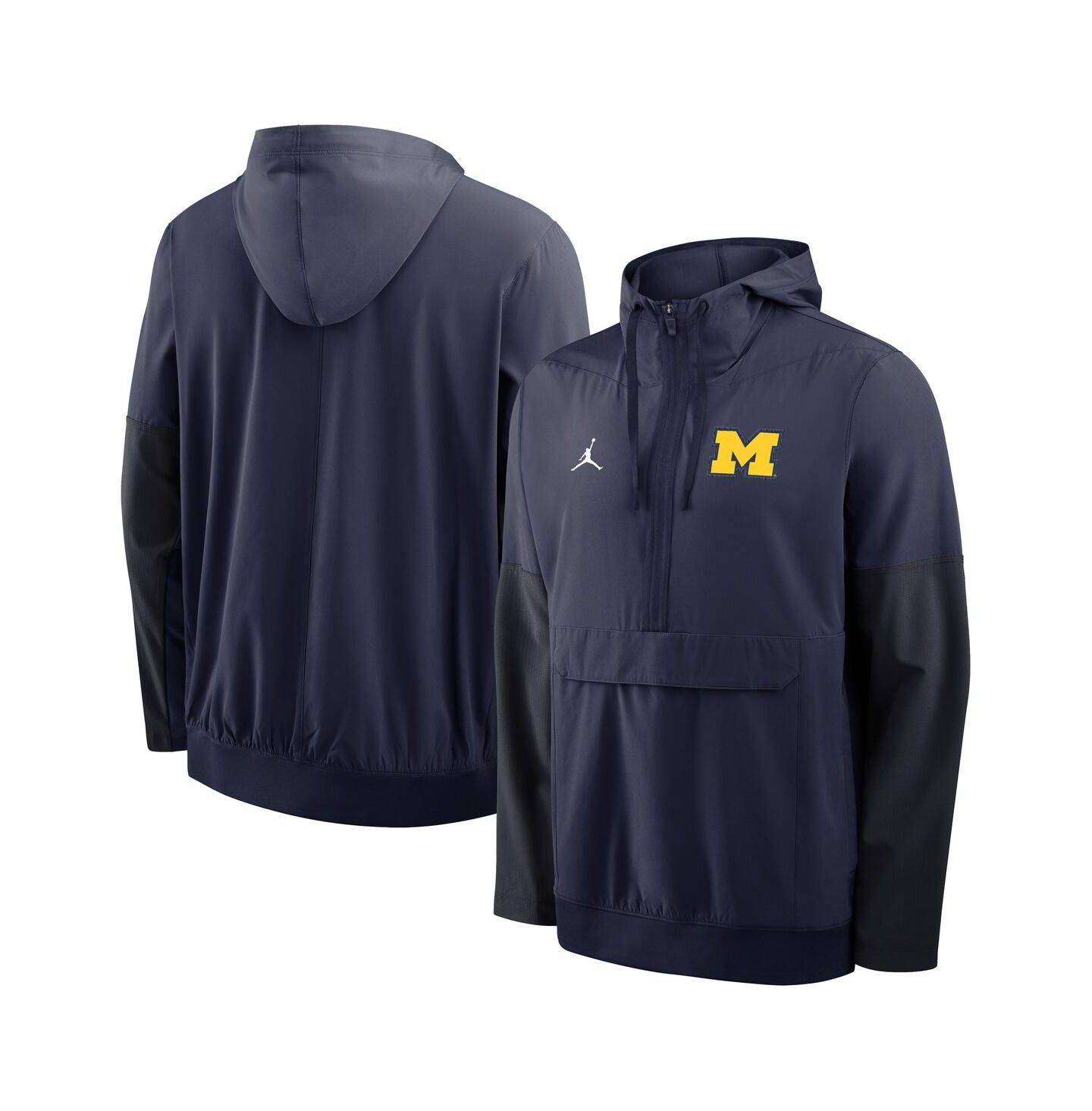 Мужская куртка Nike Navy Michigan Wolverines Anorak Half-Zip Hoodie Jacket — фото 1