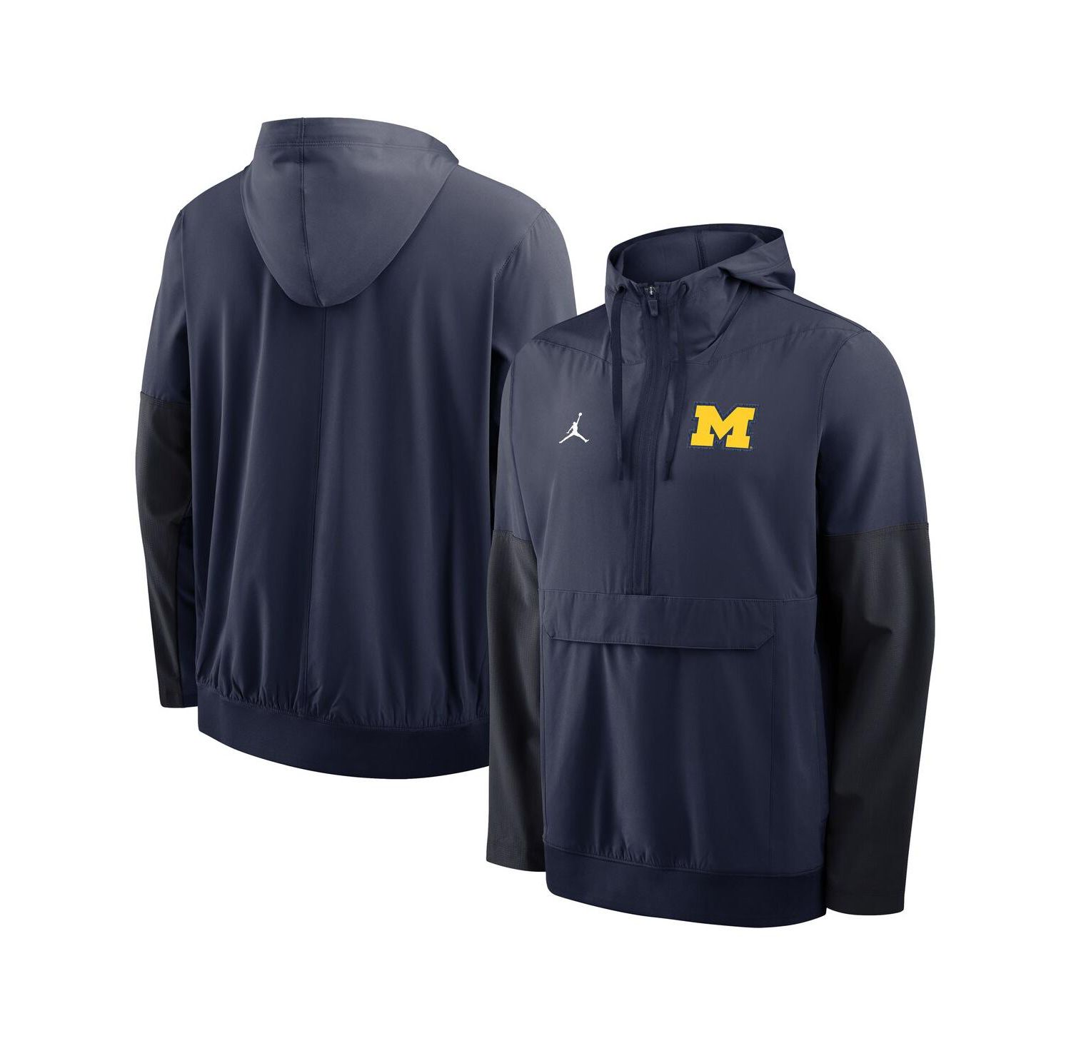 Men's Navy Michigan Wolverines Anorak Half-Zip Hoodie Jacket