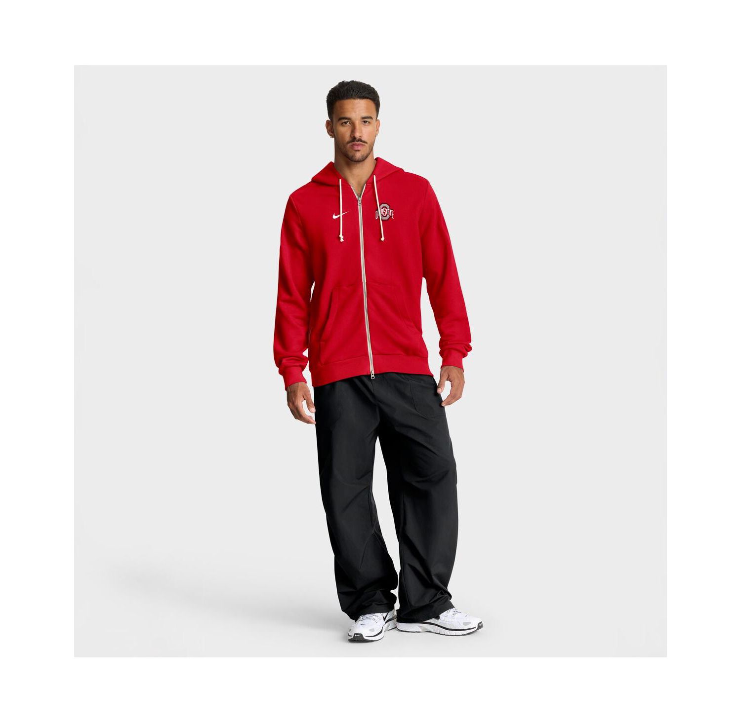 Men's Scarlet Ohio State Buckeyes 2025 Sideline Performance Full-Zip Hoodie