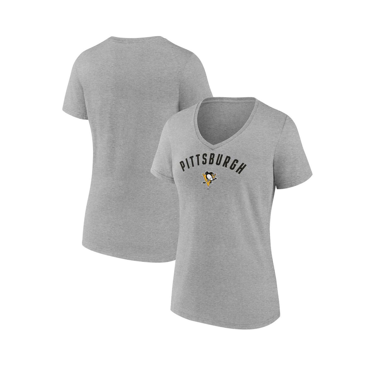 Women's Gray Pittsburgh Penguins V-Neck T-Shirt
