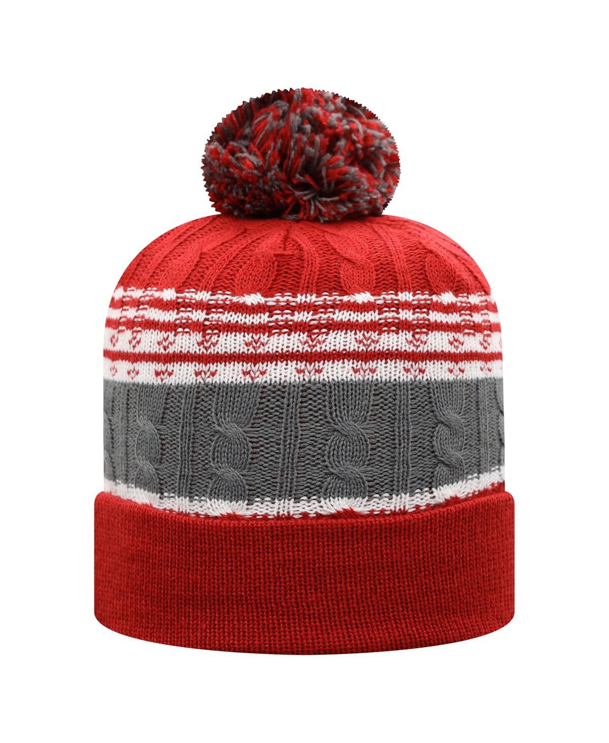 Top Of The World Men's Crimson Oklahoma Sooners Altitude Cuffed Pom With Knit Hat In Red
