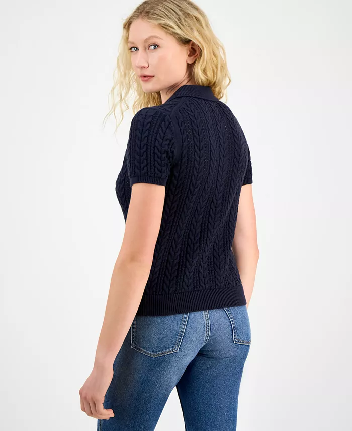 Nautica Women's Cotton Polo Cable-Knit Sweater - thumbnail 6