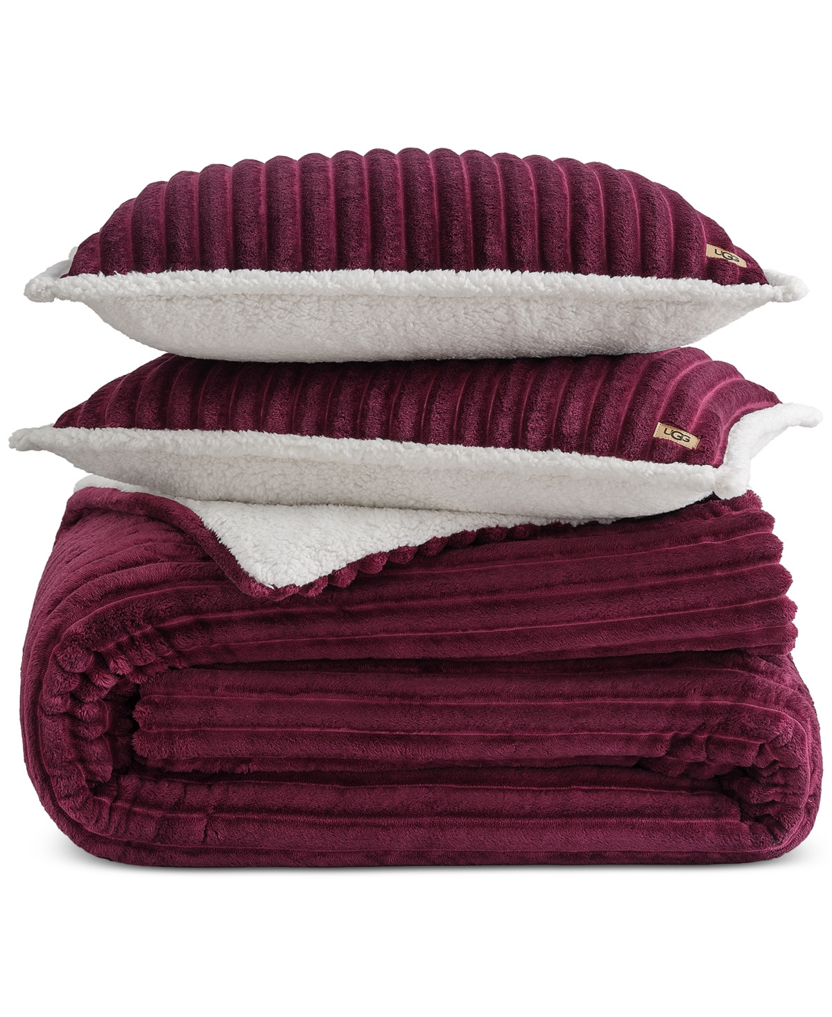 Ugg Avery Ribbed 3-pc. Comforter Set, King In Burgundy