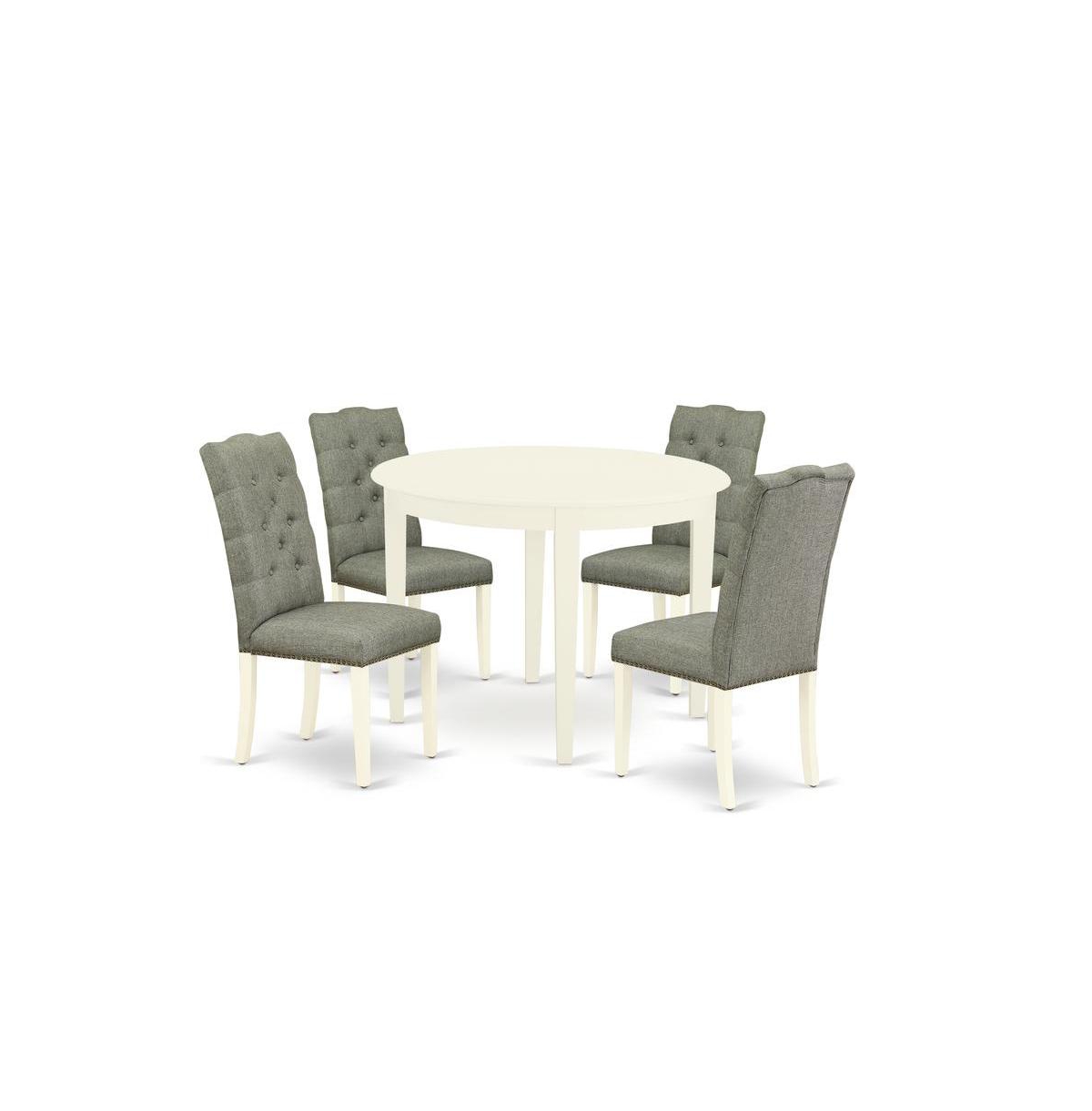 East West Furniture Dining Room Set Linen White