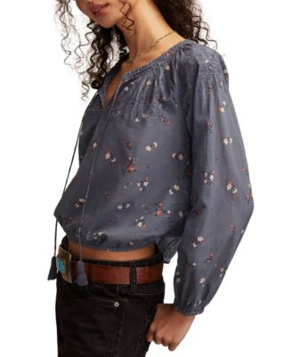 Women's Embroidered Smocked Peasant Top