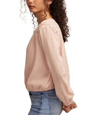 Women's Long Sleeve Pintuck Bubble Top