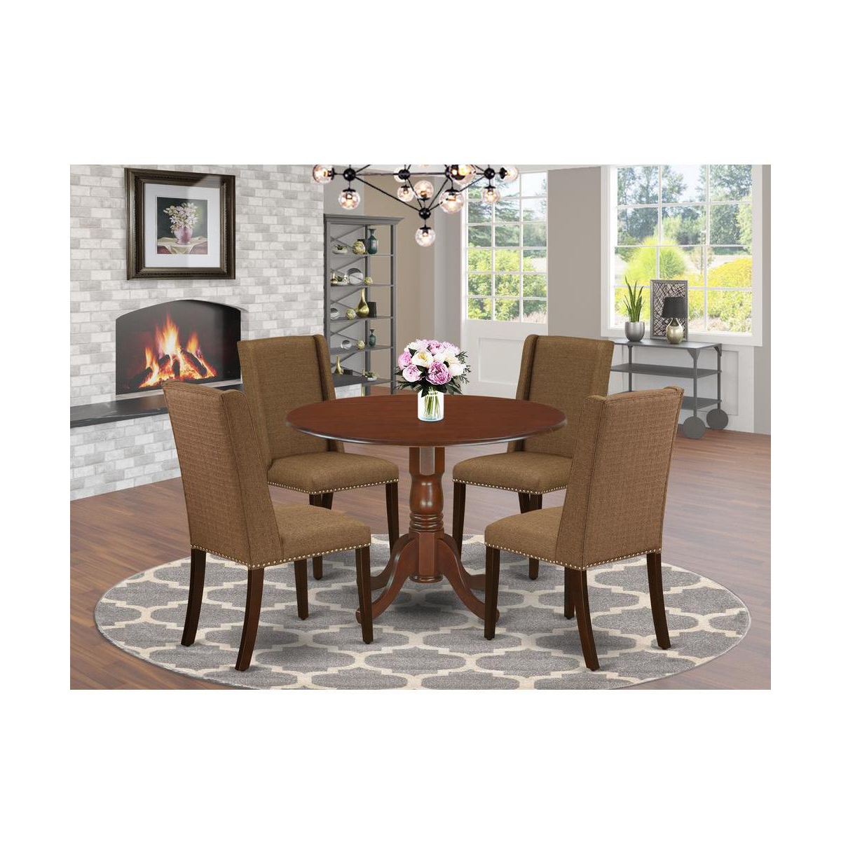 East West Furniture Dining Room Set Mahogany