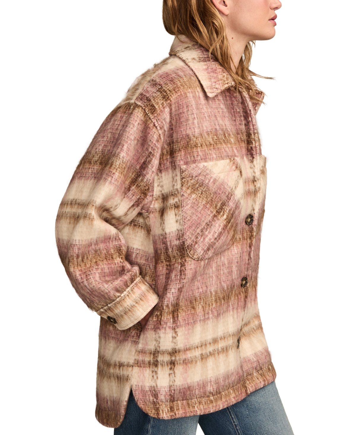Lucky Brand Women's Oversized Plaid Shirt Jacket