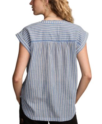 Women's Dolman Ruffle Button Down Top