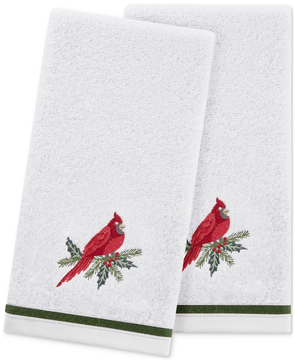 Decor Studio Holiday Cardinal Turkish Cotton 2-pc. Hand Towel Set, 16" X 28" In White