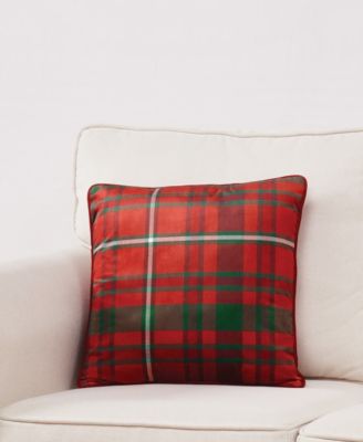Red Plaid Decorative Pillow, 18" x 18"