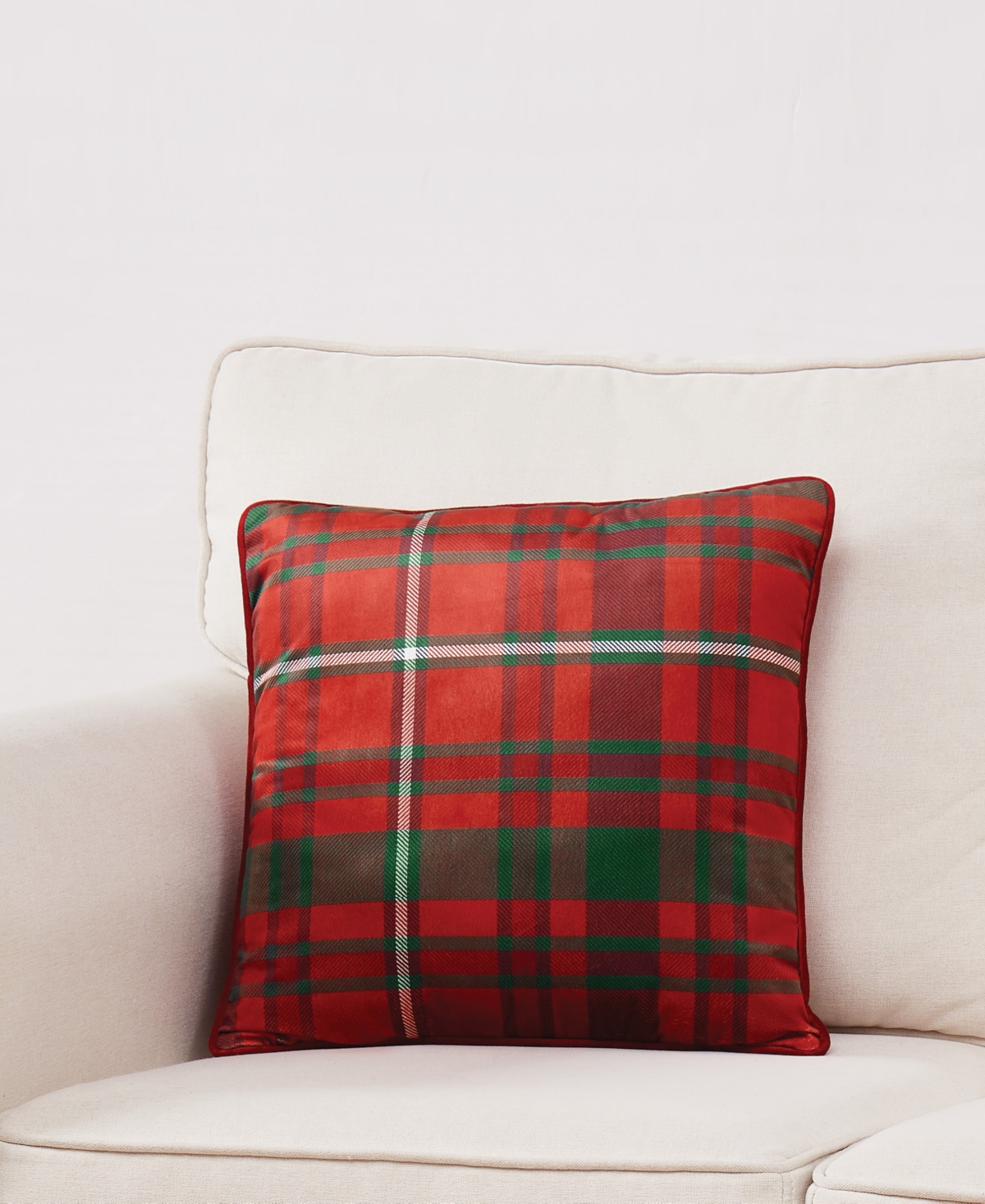 Truly Soft Plaid Decorative Pillow In Red
