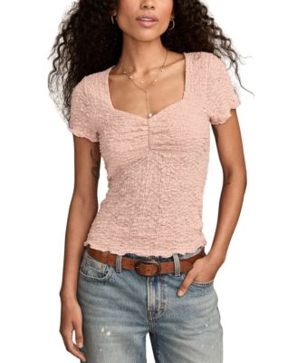 Women's Textured Sweetheart Neck Babydoll Top