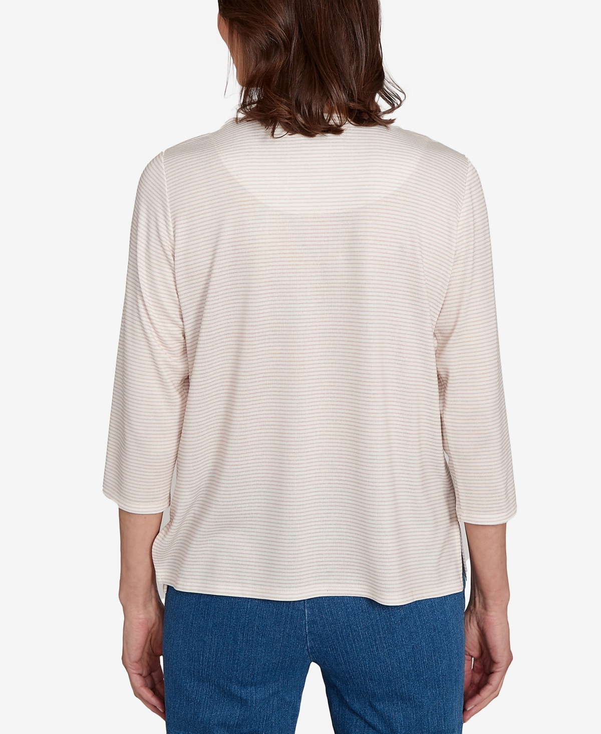Alfred Dunner Plus Size Classic Harvest Basket Crew Neck Top In Neutral