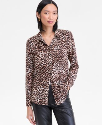 トップス mac I.N.C. International Concepts Women's Leopard-Print Shirt