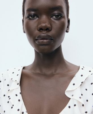 Women's Ruffles Polka-Dot Blouse