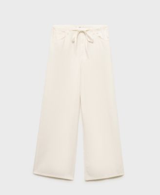 Women's Belted Wide Leg Denim Pants