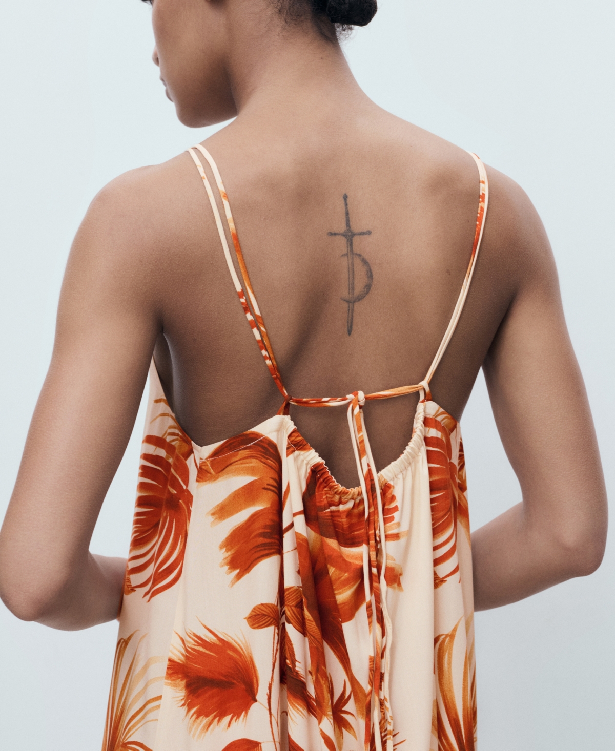 Mango Palm Halter Sundress In Brown