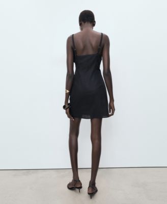 Women's Short Draped Linen Dress