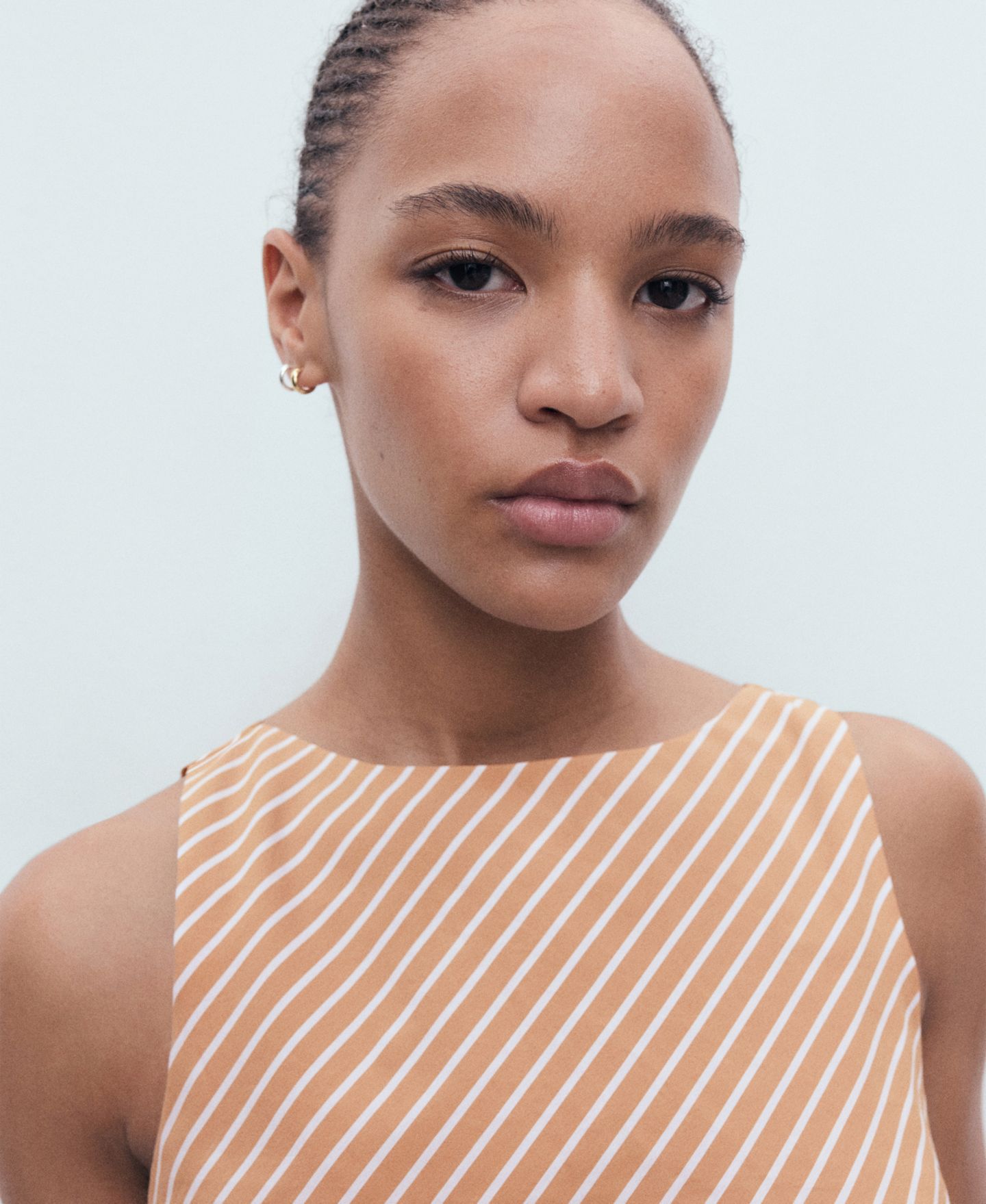 Женский топ Mango Asymmetrical Striped Cotton, цвет: Коричневый — фото 3