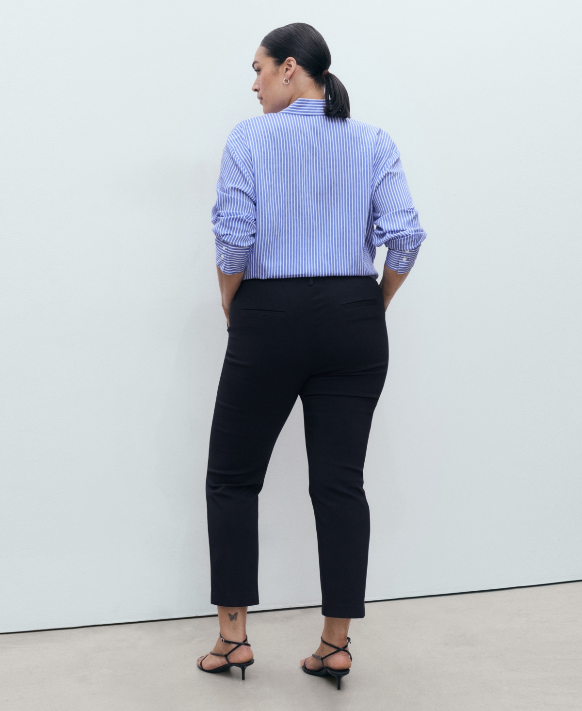 Mango Ankle Straight Leg Pants In Black