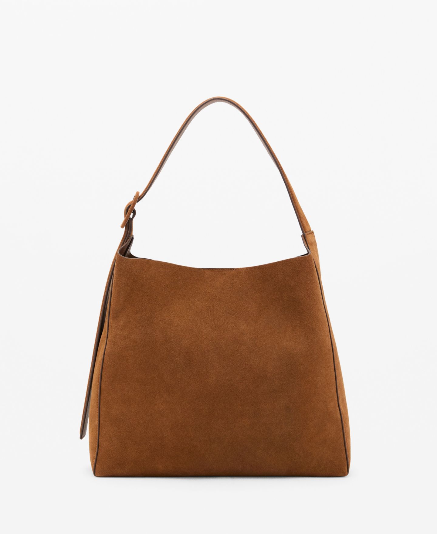 Женская сумка MANGO Large Suede Leather Shopper, цвет: Кожаный — фото 1
