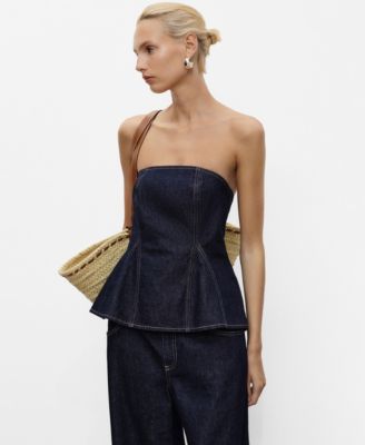 MANGO - Women's Denim Peplum Top