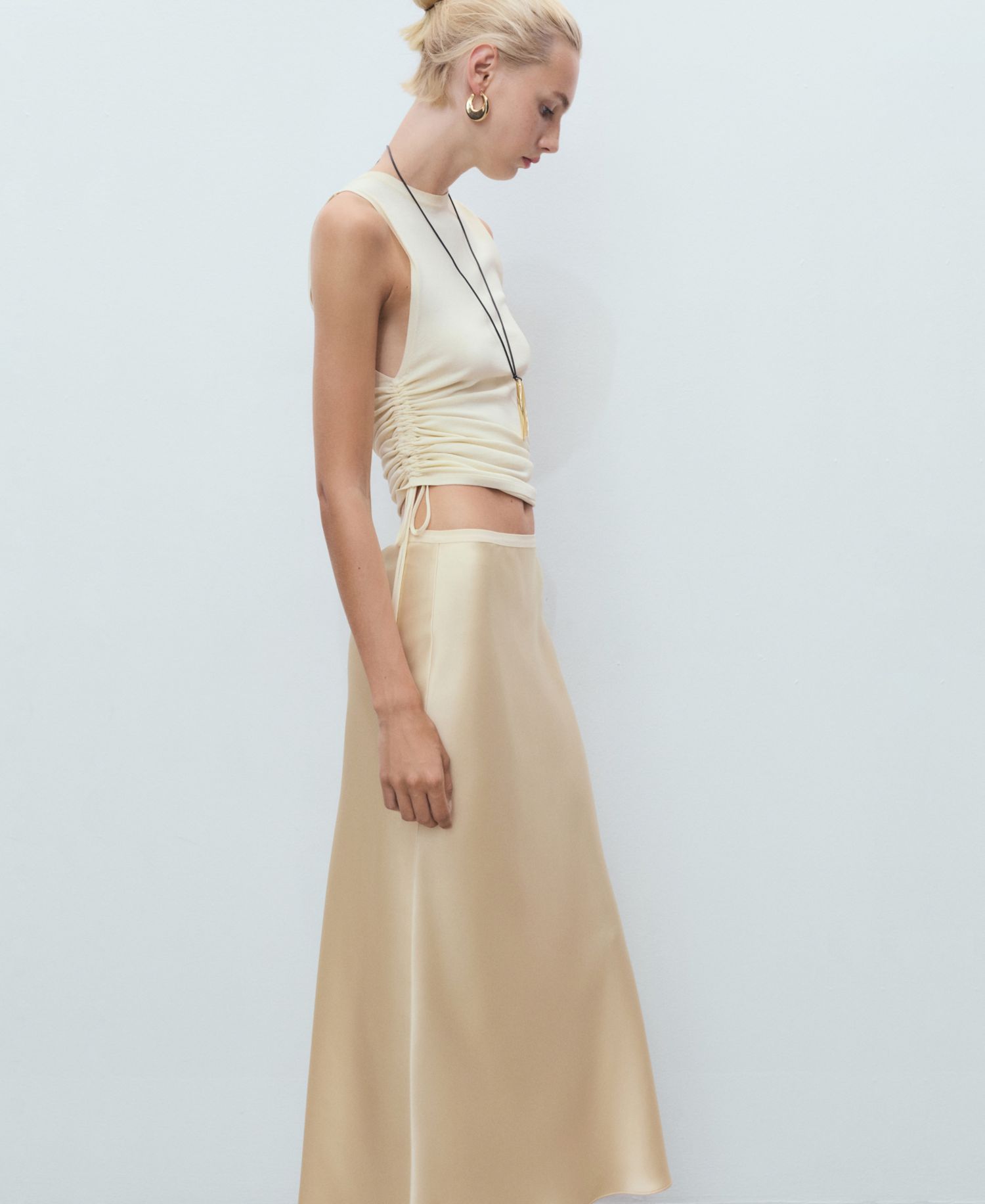 Women's Midi Satin Skirt
