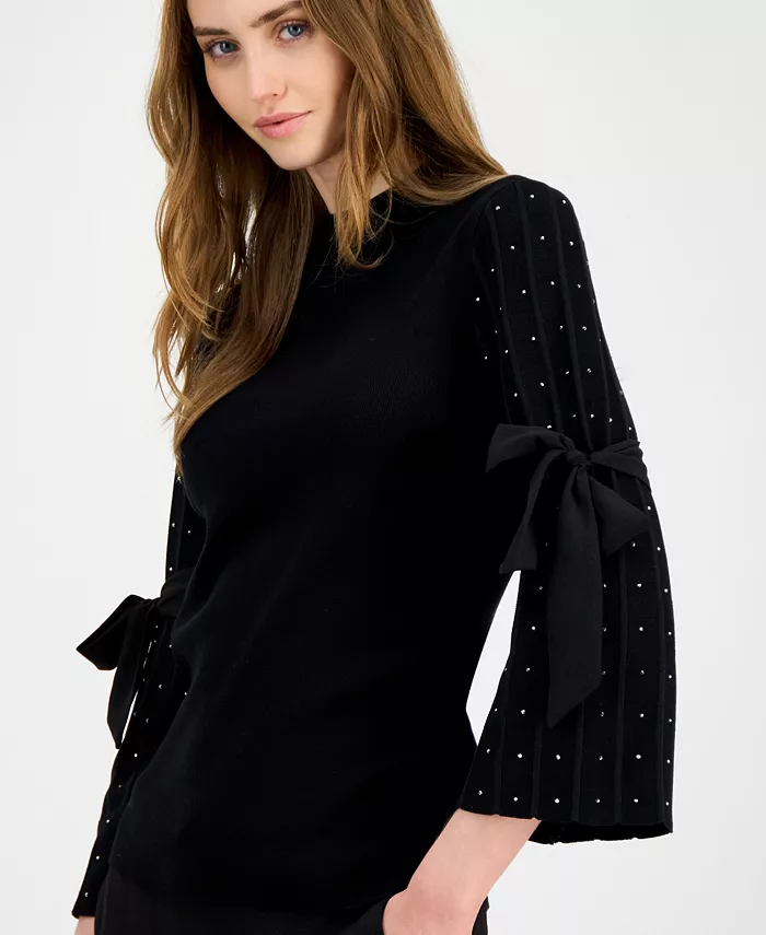Women's Embellished Bow-Sleeve Mockneck Top - thumbnail 3