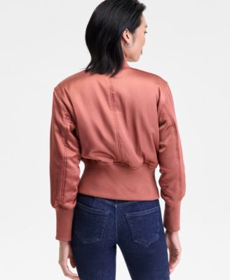 Women's Satin Shrunken Bomber Jacket, Macy's Exclusive
