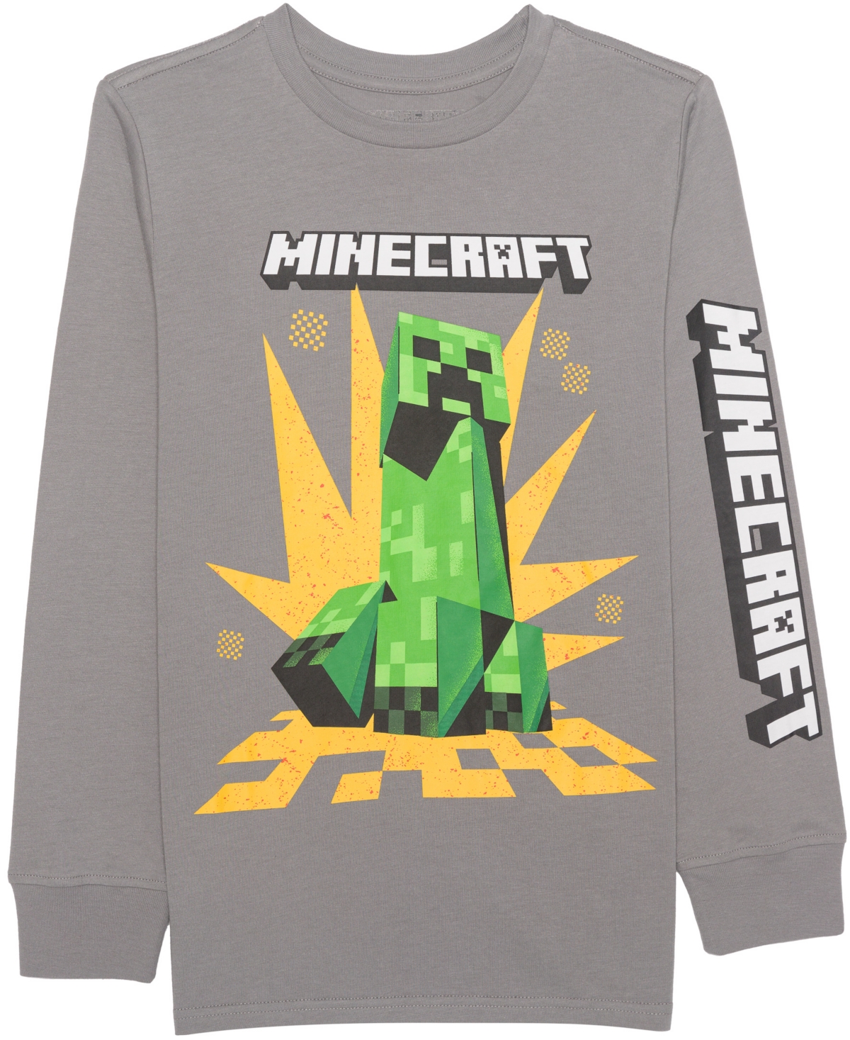 Minecraft Big Boys Hostile Behavior Long Sleeve T-shirt In Gray