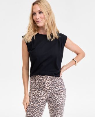 Women's Pleated-Shoulder Cap-Sleeve T-Shirt