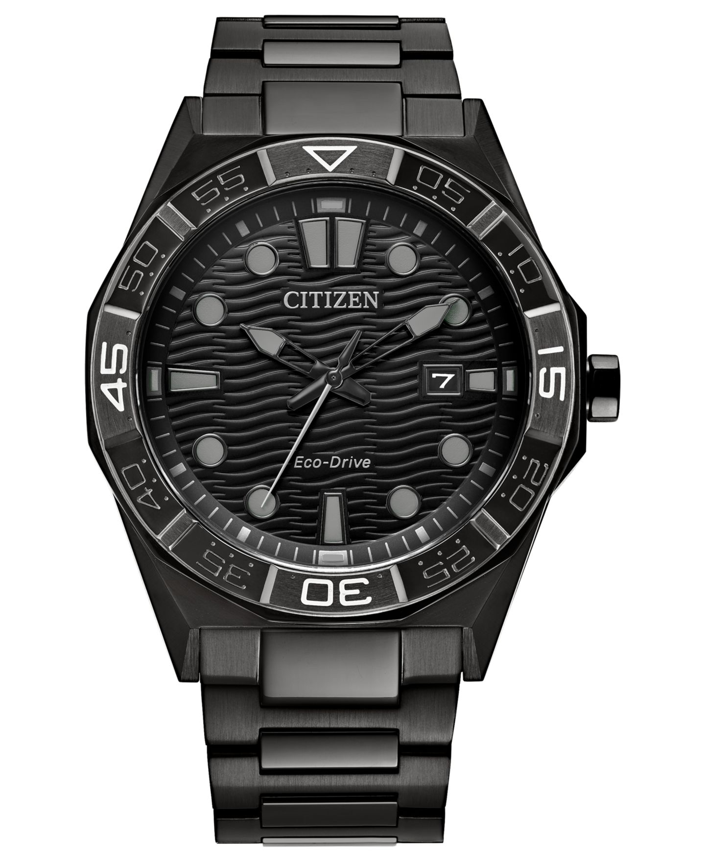 Мужские часы Citizen Eco-Drive Sport Casual Brycen Black Stainless Steel Bracelet Watch, 42mm — фото 1