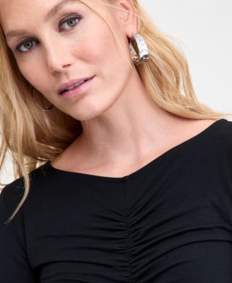 Women's Shirred-Front Long-Sleeve Top, Macy's Exclusive