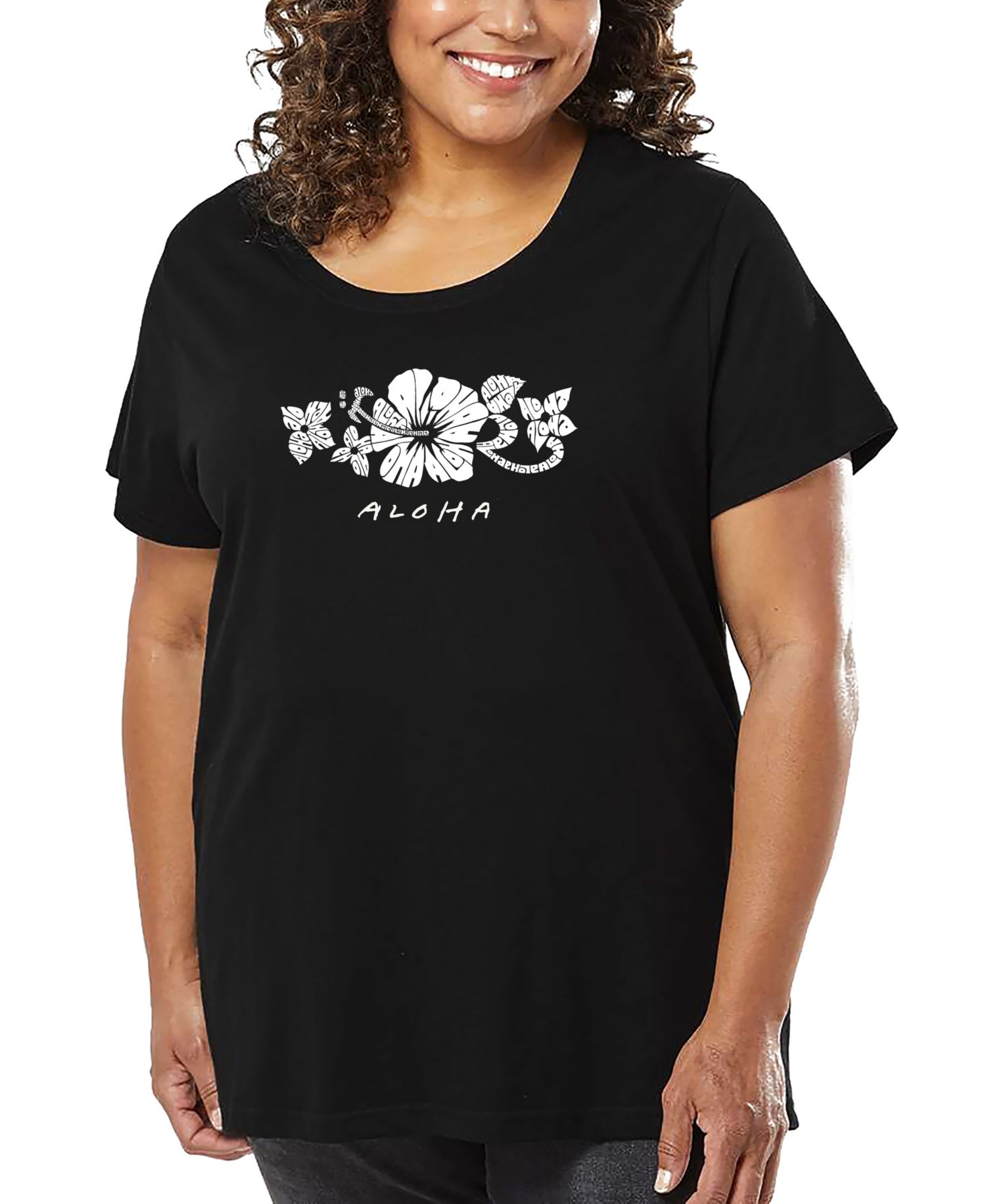Plus Size Aloha Word Art T-Shirt