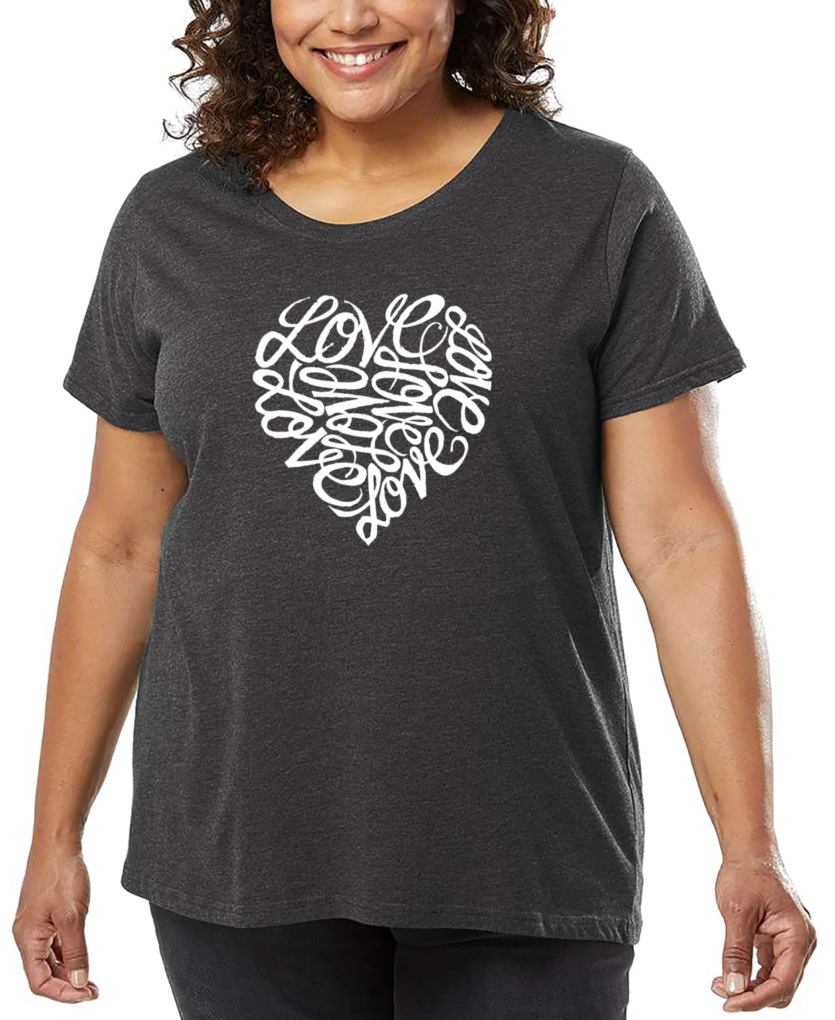 La Pop Art Plus Size Love Word Art T-shirt In Gray