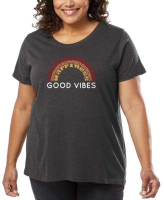Plus Size Good Vibes Word Art T-Shirt