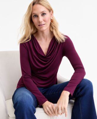Women's Cowl-Neck Long-Sleeve Top, Macy's Exclusive