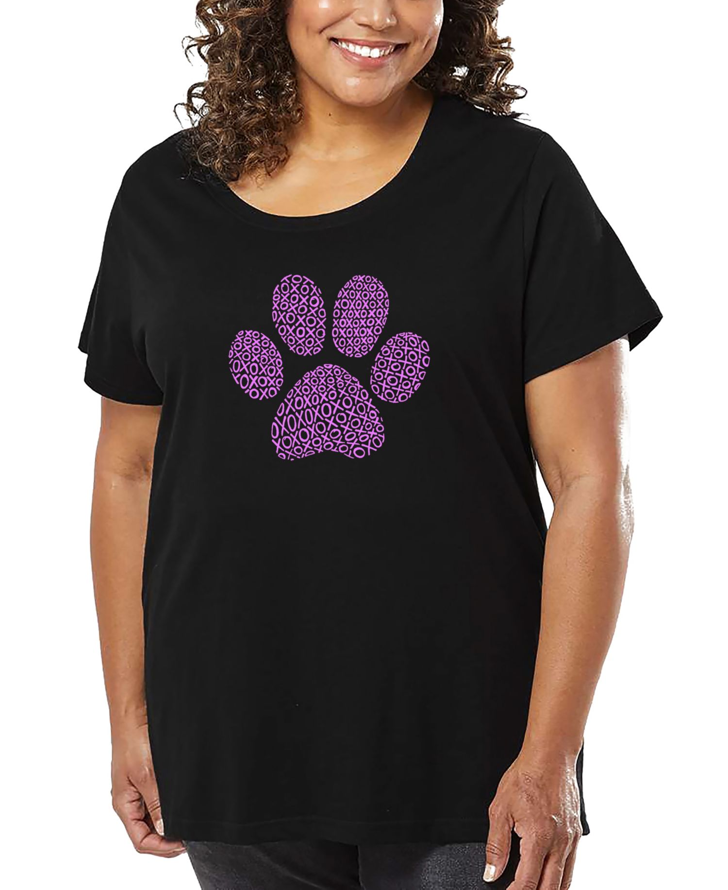 Plus Size XOXO Dog Paw Word Art T-Shirt