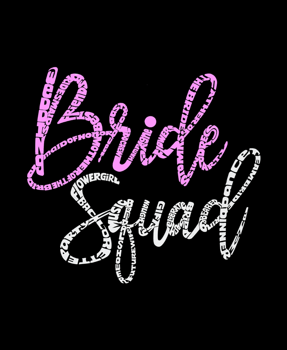La Pop Art Plus Size Bride Squad Word Art T-shirt In Black