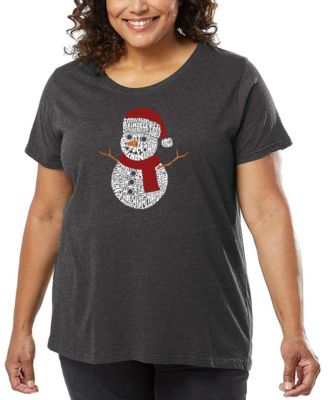 Plus Size Christmas Snowman Word Art T-Shirt