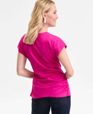 Women's Cotton Twist-Front Cap-Sleeve Top, Macy's Exclusive