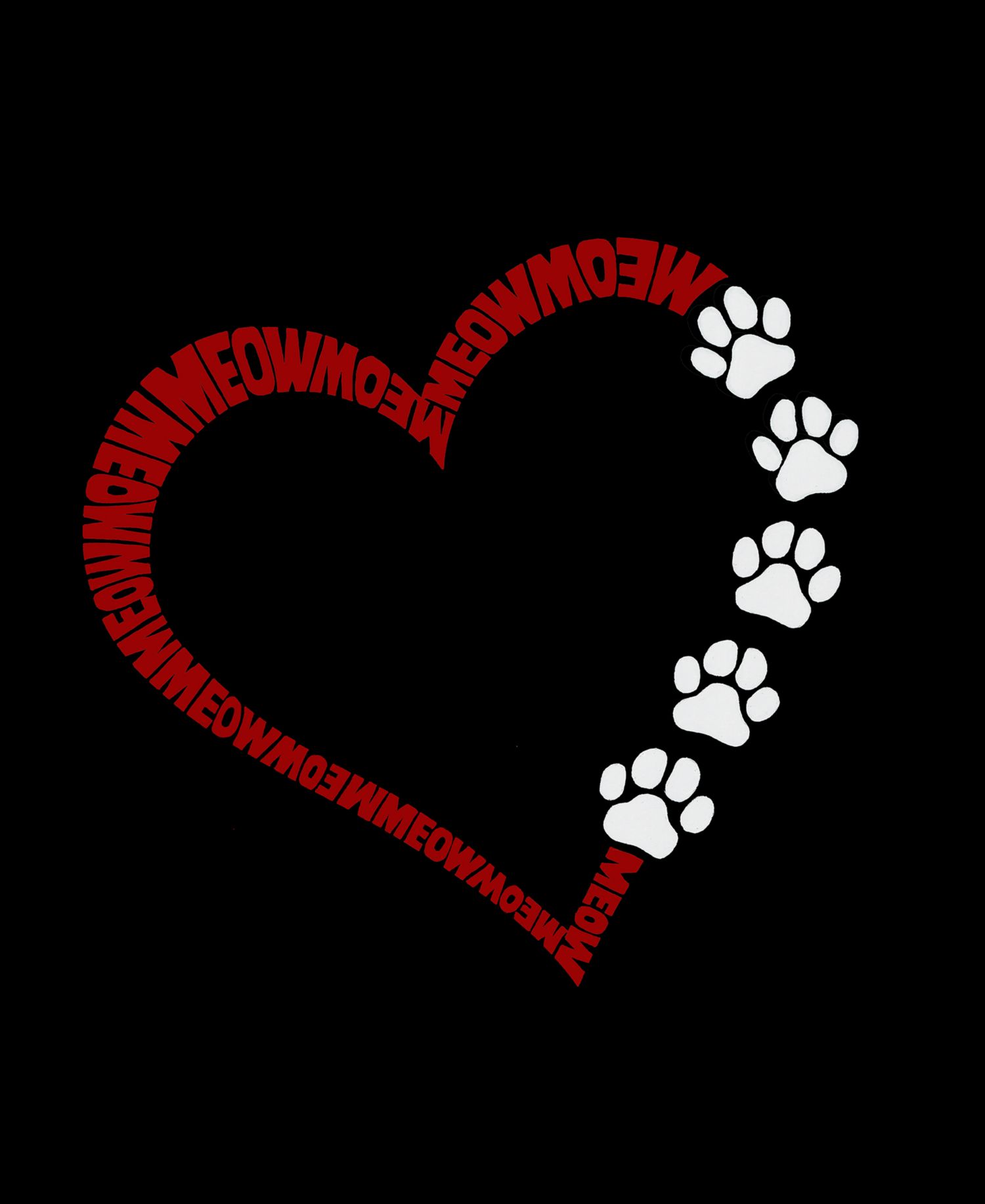 Plus Size Meow Heart Word Art T-Shirt