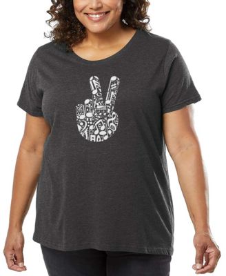 Plus Size Peace Finger Notes Art T-Shirt