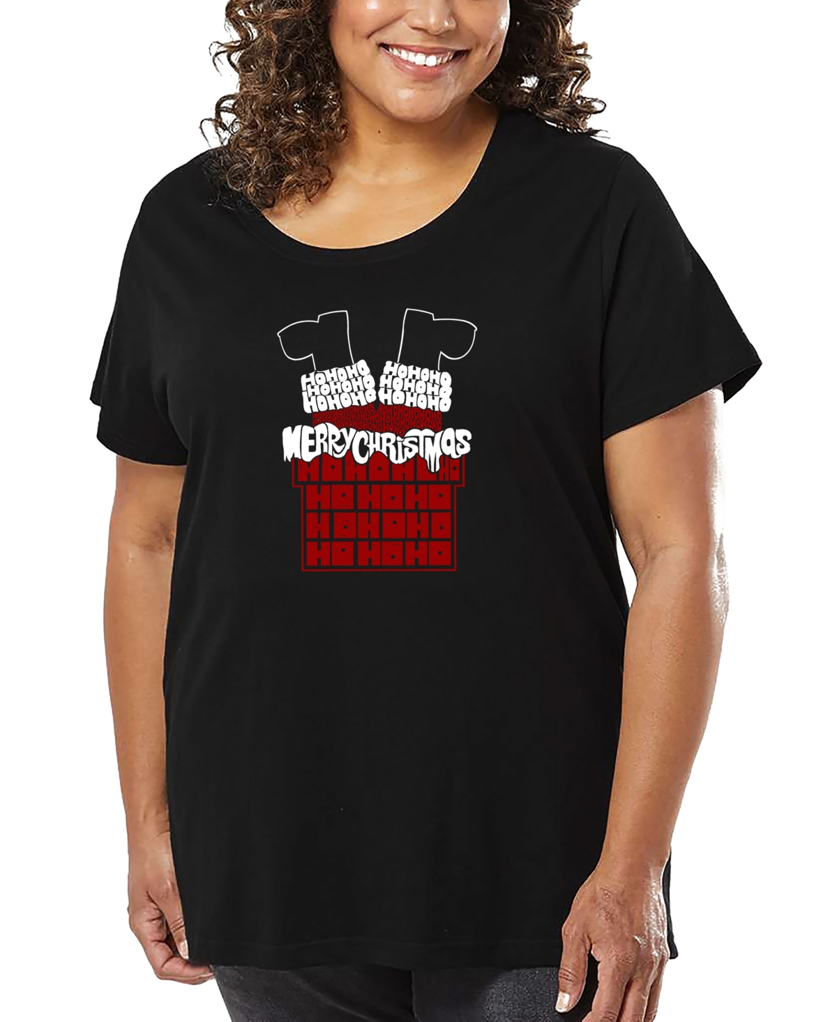 La Pop Art Plus Size All I Want For Christmas Is You Word Art V-neck T-shirt In Black