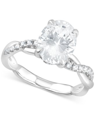 Badgley Mischka - Certified Lab Grown Diamond Oval Twist Solitaire Plus Ring (3-3/4 ct. t.w.)